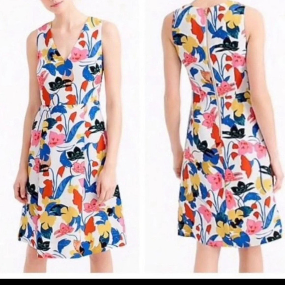 J. Crew Morning Floral All-Occasion Dress multi color fit & flare dress Size 00 - Picture 1 of 14